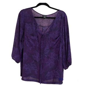 Torrid Purple Floral Sheer Chiffon Top Women’s Size 2X